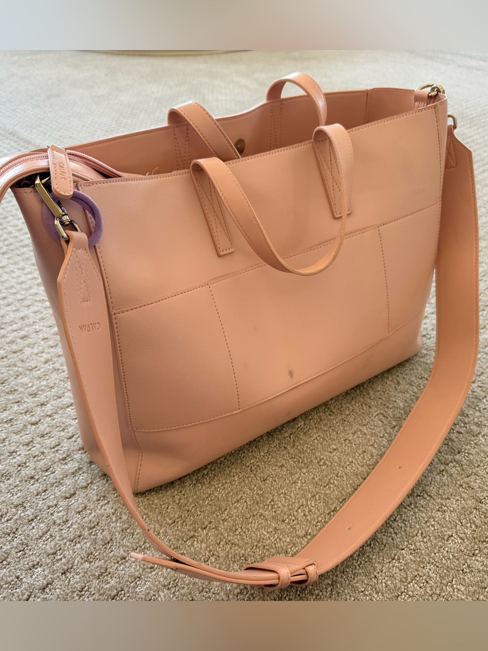 Women's Pink CALPAK Haven Laptop Bag - Soft Blush Leather - Picture 2 of 4